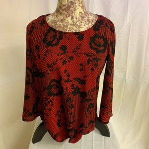 My Michelle Small Red Floral Blouson Scoop Neck